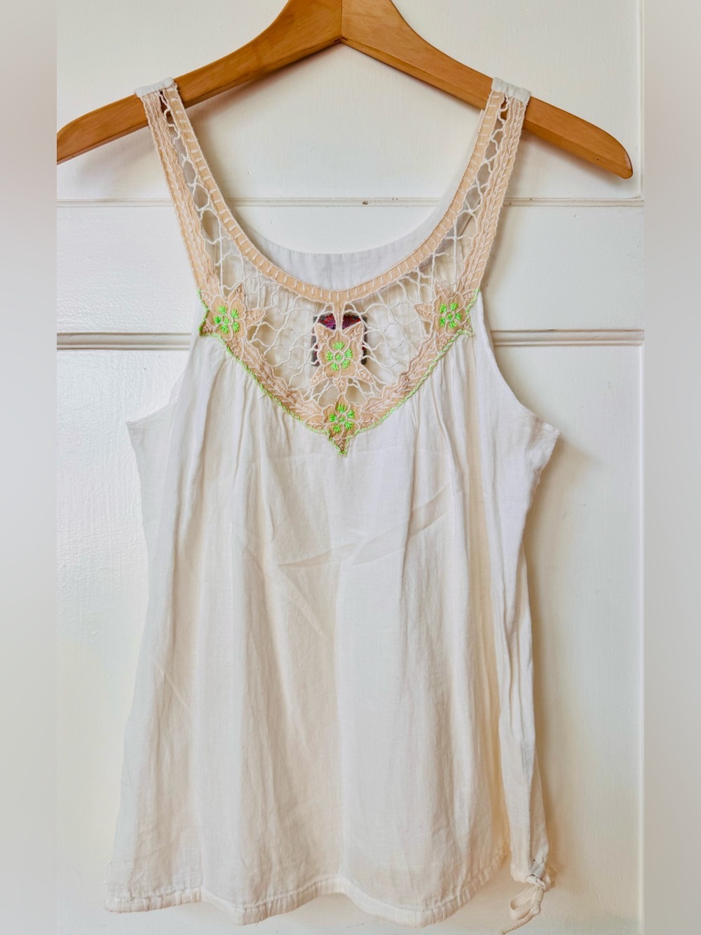 Free People | Cream Crochet-Trim Tank Top sz XS